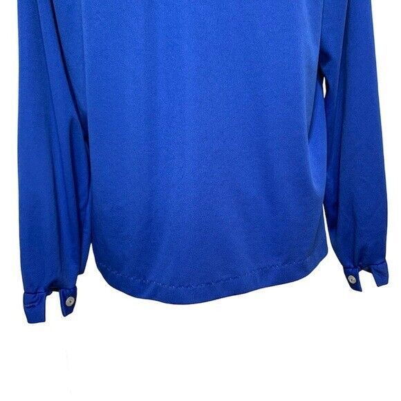 Vintage Blair Women Top Shirt Navy Blue Medium Button Down - Picture 7 of 9